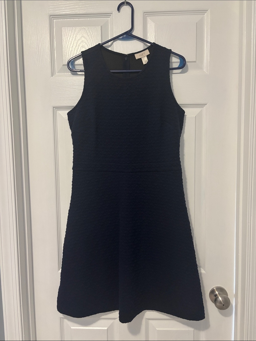 LOFT Navy Textured Sleeveless Dress